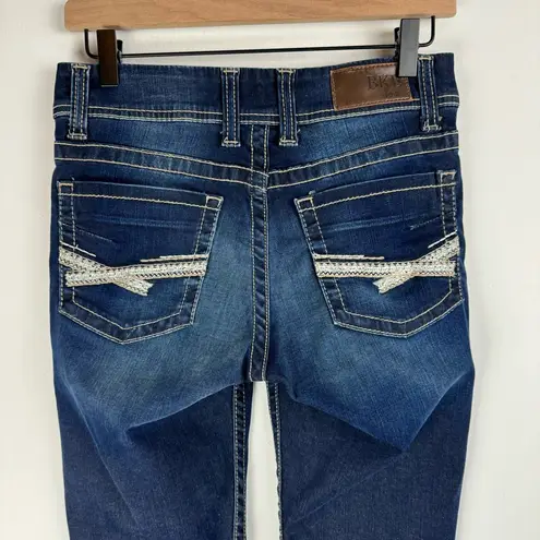 BKE Dakota Womens Dark Wash Bootcut Jeans Sz 25 Thick Stitching Stretch Denim