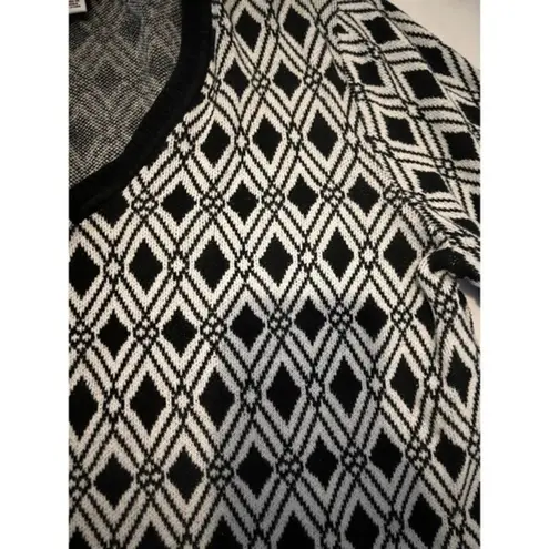 kim rogers 029-004 100% Cotton Women Large Sweater Black White Office Work