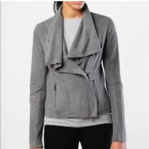 Vince  Drape Suede Leather Jacket in Grey