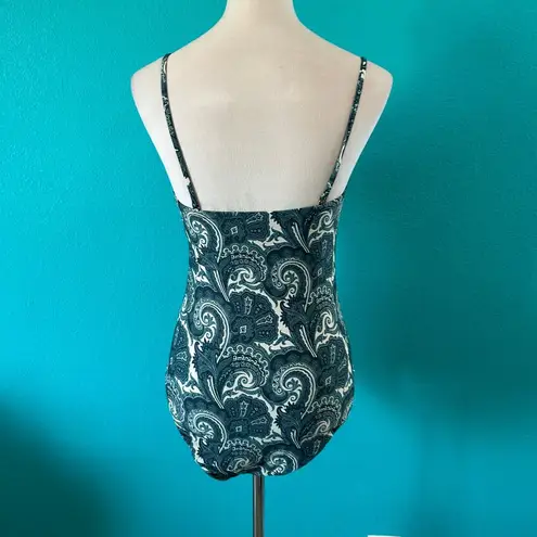 J.Crew Women's Bandeau One Piece Swimsuit Ratti Midnight Paisley Beach Size 6 Blue