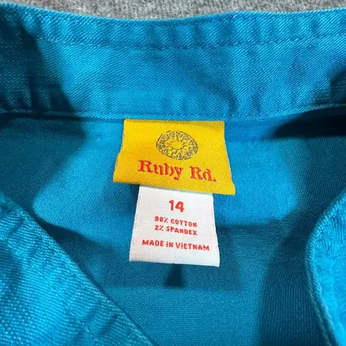 Ruby Rd Jacket Womens 14 Teal Blue Green Beaded Button Front Southwestern Coat