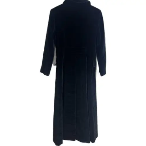 Vintage Velvet Coat Womens S Black Double Breasted Long Maxi Overcoat trench