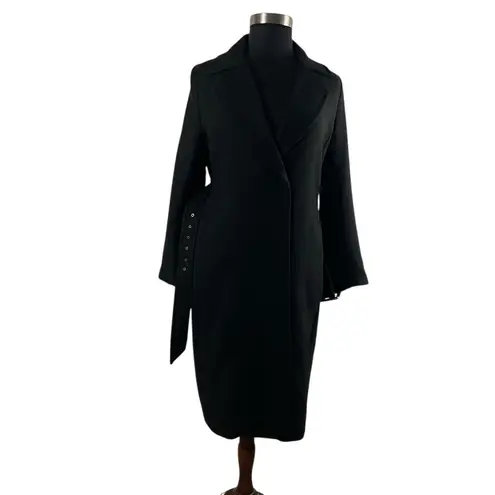 H&M  Elegant Buckle Belt Trench Coat In Black Plus Size