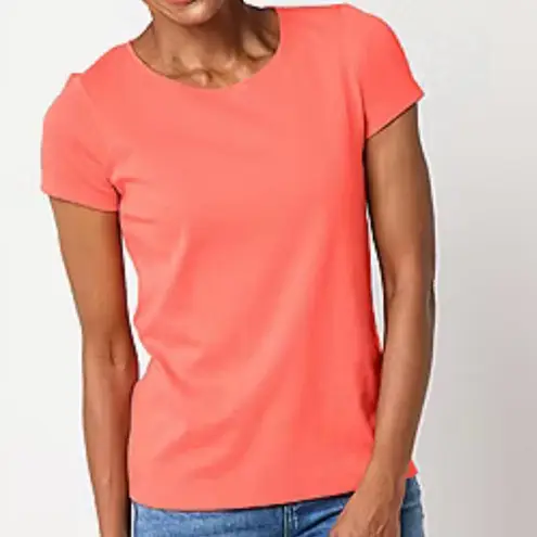st. john's bay  Essential Tee Coral and Yellow Large Set of 2 - Image 2