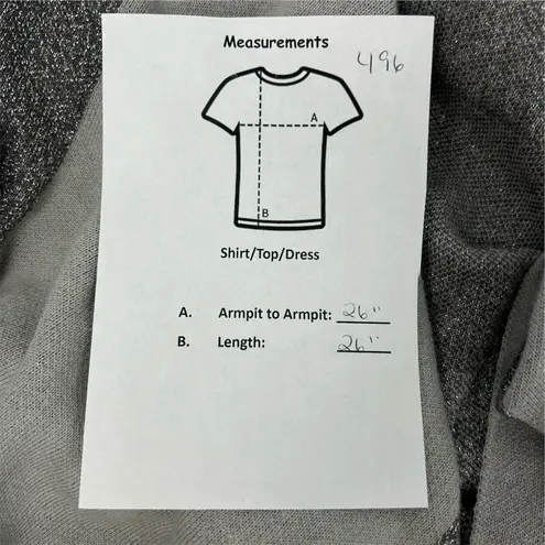 Alfred Dunner Women's Silver Sparkly Waterfall Open Cardigan Size S