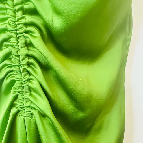 Sandro Zola Satin Midi Slip Dress FR38 US6 UK10 M Green Flared Ruched