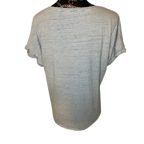 Striped T Shirt Womens Blue White Short Sleeve Tie Knot Casual Top Blue Size L