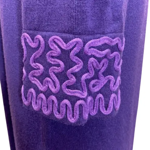 Boden Purple Plum Embroidery Knit Sweater Dress 8L Size 8
