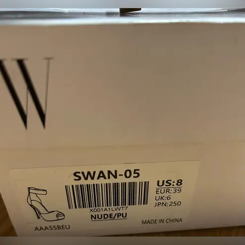 Dream Paris NWB Stiletto nude heels ankle strap platform peep toe women 8