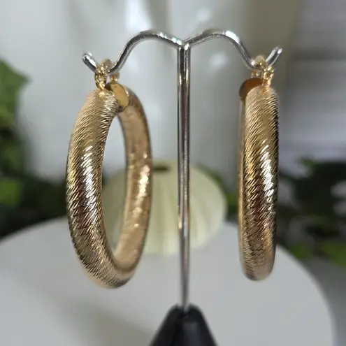 Gold Chunky Round Swirl Hoop Earrings