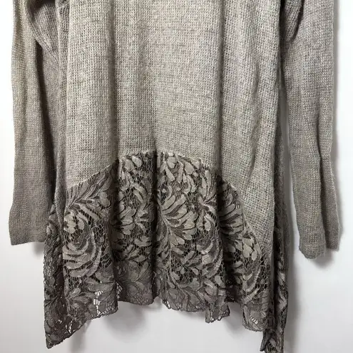 Tempo Paris Temp Paris Sweater Asymmetric Tunic Lace Brown Boho Lagen Witchy Artsy Fairy L