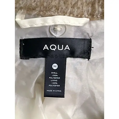 AQUA  Tan White Plaid Shacket Jacket Coat Medium Pockets Button Front EUC