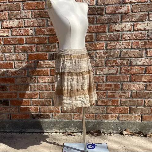 Max Studio  textured tan & cream mini skirt / L / Excellent condition