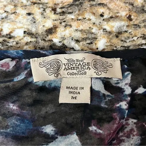 Nine West  Vintage America Sheer Babydoll Blouse Women’s Medium Long Sleeve