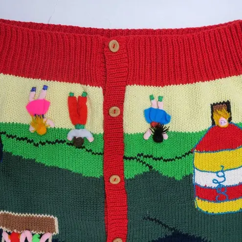 Vintage 80s Cotton Salsa Hot Air Balloon Sweater Blue Size L