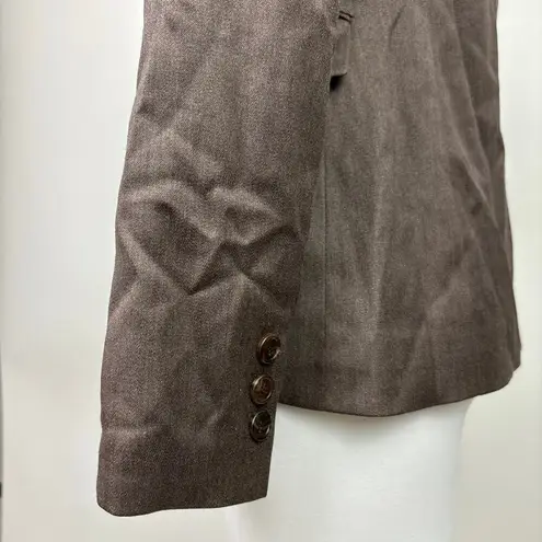 Marie Claire Paris Womens Brown One Button Notch Lapel Collar Blazer Jacket Sz S