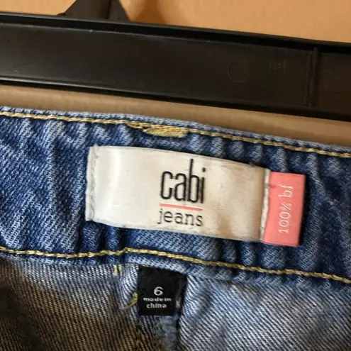 CAbi  Boyfriend Straight Distressed Paint Splatter Jeans Light Wash Size 6