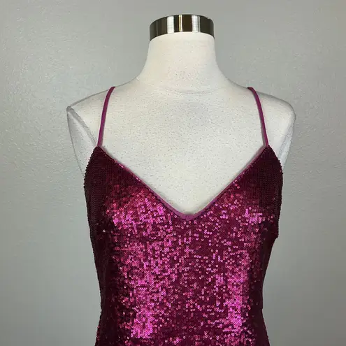 Donna Karan Sequined Sleeveless Midi Sheath Sparkly Cocktail Party Pink Size 16