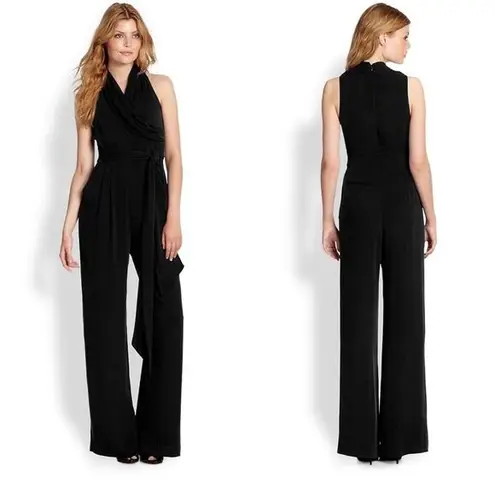 Catherine Malandrino Black Silk Jumpsuit Sleeveless Wide Leg Marion Size 2 Work