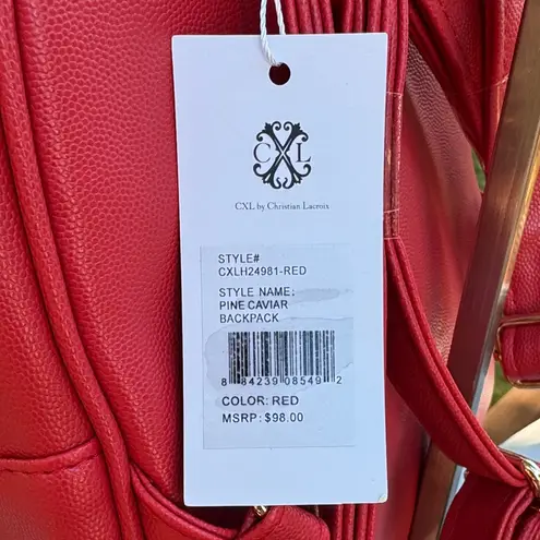 Christian LaCroix CXL by Pine Cavalier Backpack Red Faux Leather w/ Gold Accents