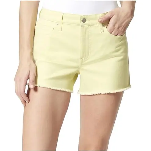 NWT FRAYED Jeans High Rise Denim Shorts Size 2 Yellow Evening Primrose Raw Hem
