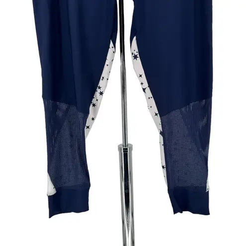 Marika Navy Blocked Tempo Leggings Workout size XL Star Print