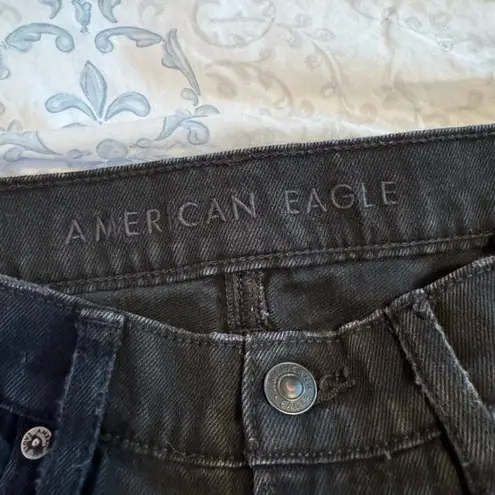 American Eagle  black distressed jeans Low rise Baggy Flare women size 6 short