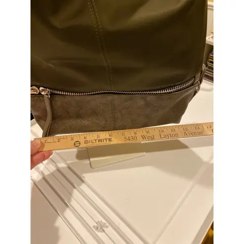 Sondra Roberts 🍂 Squared Olive Green Bronze Shoulder Bag Hobo Tote Convertible - Image 6