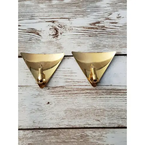 Vintage Clip On Earrings Artsy Triangle Shape