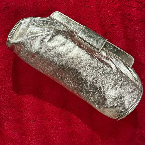 Gold Clutch Rhinestone Bedazzled Gem Circle Bag Soft Faux Leather Magnet Closure