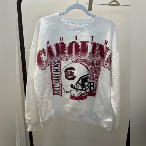 Pressbox South Carolina Gamecocks Womens Oversized Janice Retro Sweatshirt White