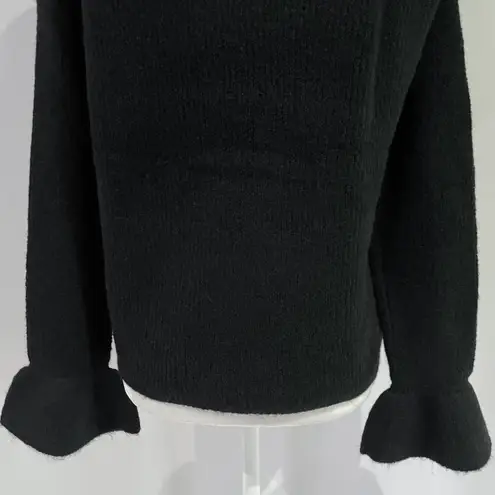 VERO MODA New Ruffle Cuff Sweater Long Sleeve V-Neck Pullover Black