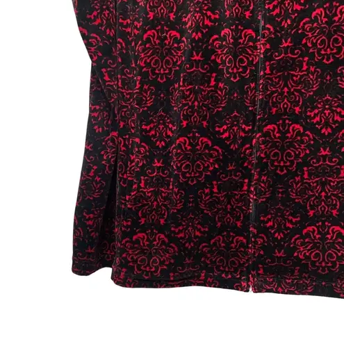 Woman Within  Vest Women Size 2X Red Black Paisley Pockets Full Zip Sleeveless