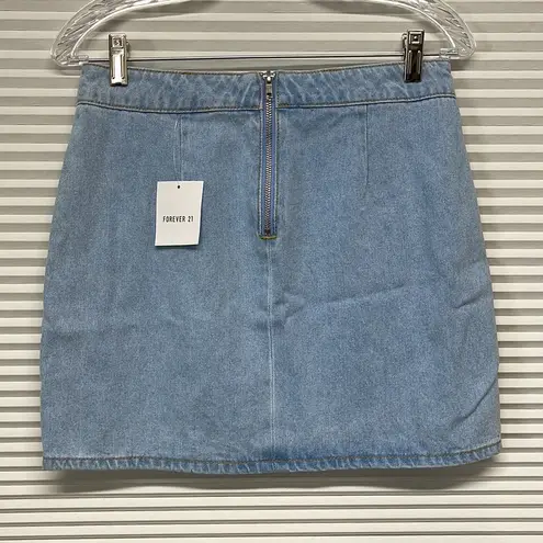 Forever 21  NWT Light Denim Mini Jean Skirt With Front Slit Medium