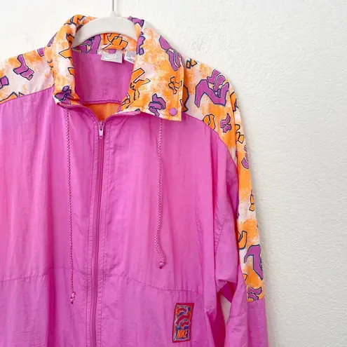 Nike [] Vintage 80s 90s Pink Orange Zip Up Windbreaker Deadstock NWT Sz Large L