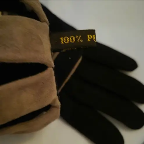 Bottega Veneta Vtg 90s Black and Tan Suede Leather Gloves