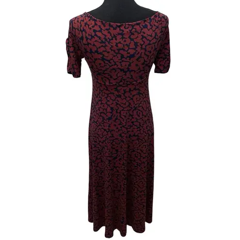 Boden Ruched Front Jersey Knit Midi Dress Spiced Apple Abstract Camo US Size 2P Blue