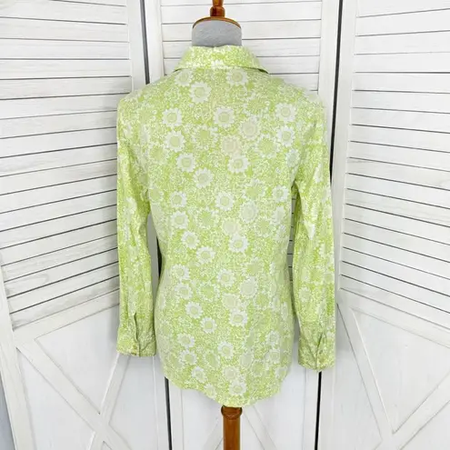 Mossimo Vintage Retro Floral Print Popover Shirt Green Medium Green