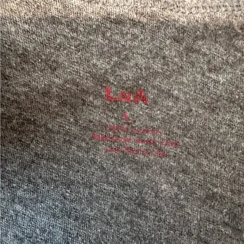 LNA Heathered Gray Y2K Asymmetrical Hem Short Sleeve Cotton Tee, Size Large