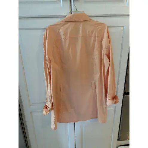 Facconable Womens Peach Lightweight Jacket XL Snap Front Collar Pockets Pink