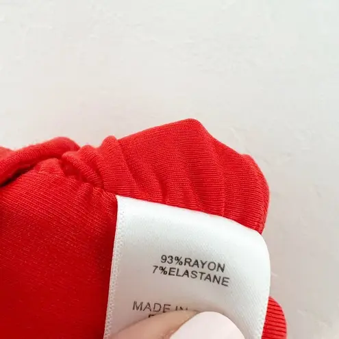 Privacy Please Emma Ruched Side Tie High Rise Midi Skirt Revolve Red Orange XS