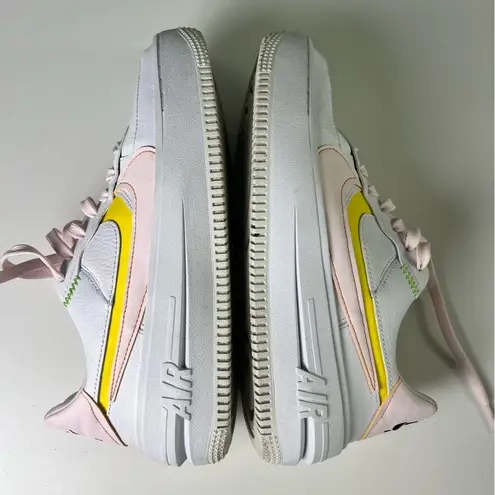 Nike  Air Force 1 Platform Leather Sneakers 8 White Pearl Pink Opti Yellow