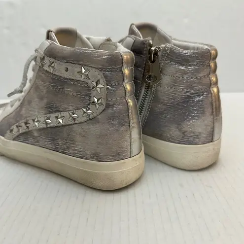 Vintage Havana Womens 8.5 Silver Metallic High Top Sneakers Studded Side Zip