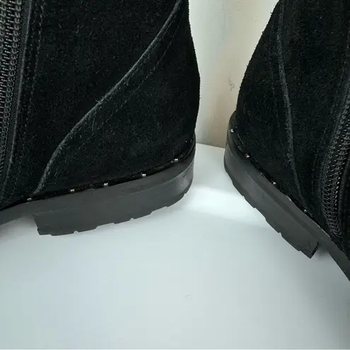 Soludos Riley Lace Up Combat Boots Sz 7 Black Suede Ankle Bootie