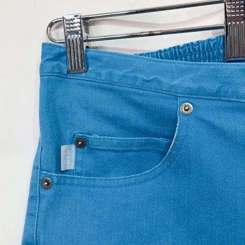 Liz & Me Plus Size 26W Capri Jeans Blue Elastic Embroidered Scalloped Hem 1020