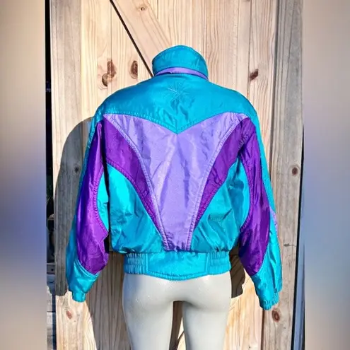 Vintage Retro 80s Descente Teal Purple Colorblock Ski Jacket~8/M~Japan