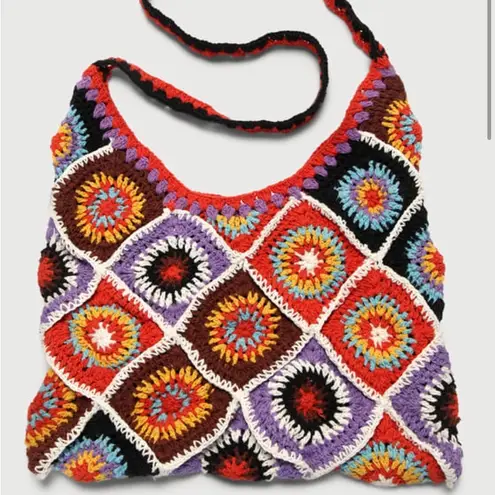 Lulus boho bae multicolored crochet tote Red