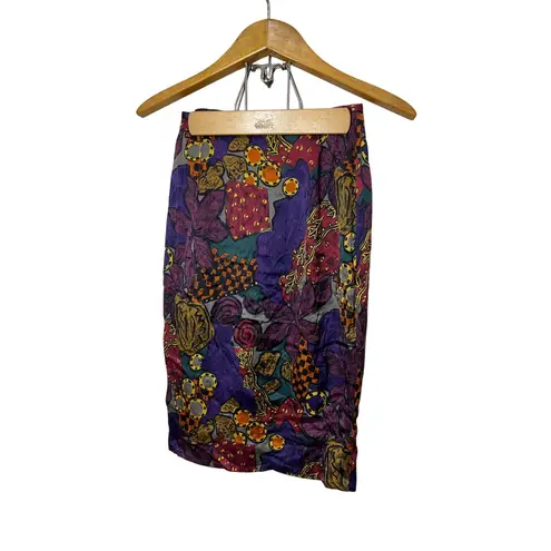 Jaeger Silk Blend Draped Skirt Women's Size 4 Multi Color Abstract Print