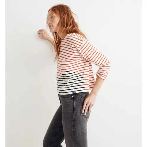 Kule Wavemade Stripe Organic Cotton Long Sleeve Tee Poppy, S Orange