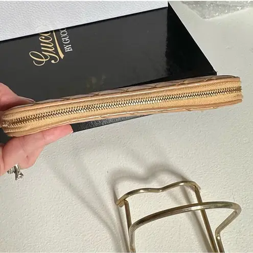 Bottega Veneta Bottega Venetta Beige Leather Woven Zippy Wallet